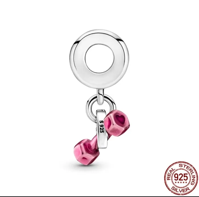 Barbell Beauties Authentic 925 Sterling silver Heart Dumbbell Charm Rings