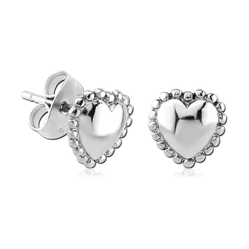 Beaded Heart Stainless Stud Earrings Tulsa Body Jewelry Earrings