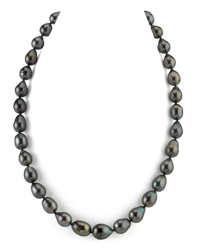 Black Tahitian DropShape Pearl Necklace 80100mm AAAA Quality SPT Necklaces Black Tahitian DropShape Pearl Necklace 80100mm AAAA Quality SPT Necklaces