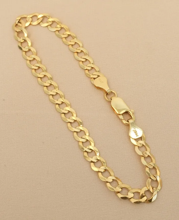 Bracelets 14K Gold Solid Curb Bracelet 57mm Open Link CH0107 8 AB and J Bracelets 14K Gold Solid Curb Bracelet 57mm Open Link CH0107 8 AB and J