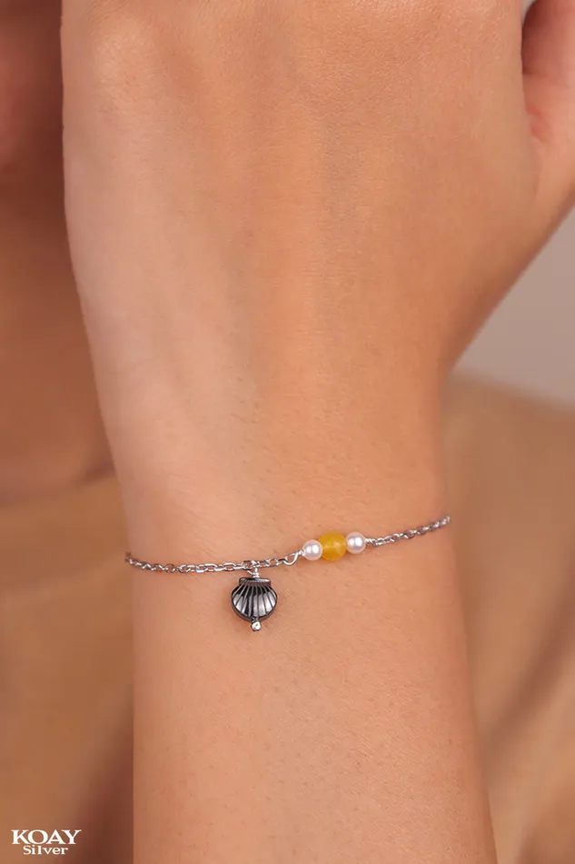 Bracelets Colored Italian Shell Yellow Bracelet KOAY Silver Store