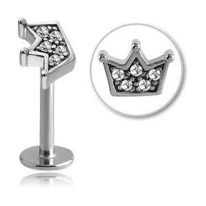 Bracelets Tulsa Body Jewelry 16g Paved Crown Stainless Labret
