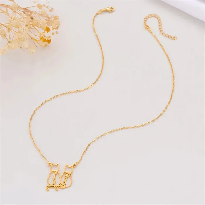 CatCurio Pet Store Necklaces Personalized 14 Cats Name Necklace