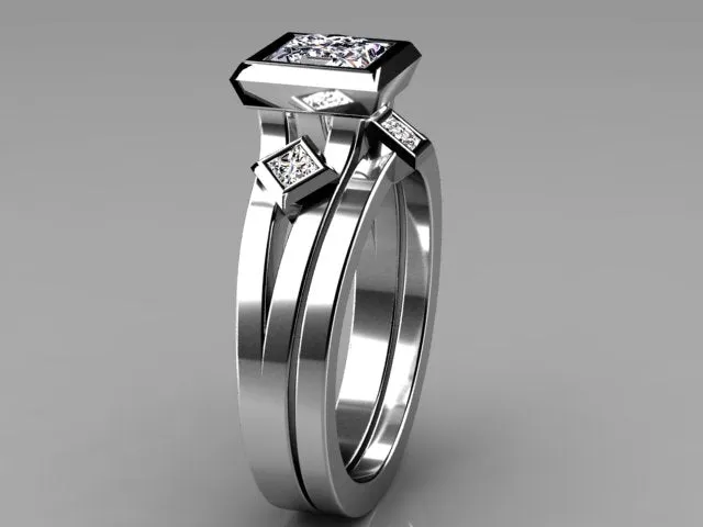 Christopher Michael Designed Bezel Set Princess Diamond Engagement Ring vendorunknown Rings