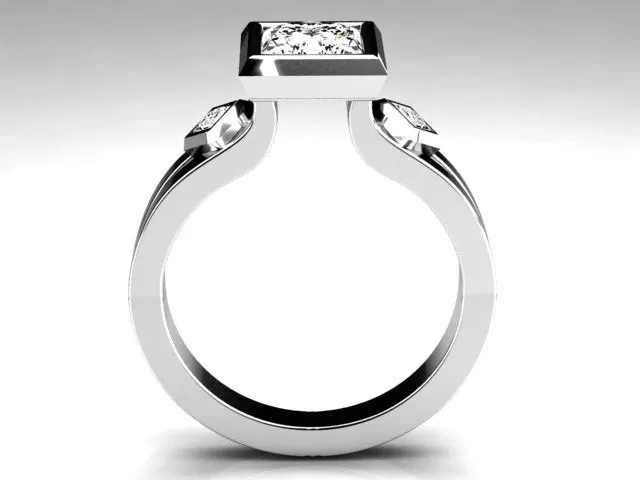 Christopher Michael Designed Bezel Set Princess Diamond Engagement Ring vendorunknown Rings