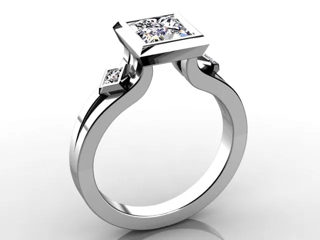 Christopher Michael Designed Bezel Set Princess Diamond Engagement Ring vendorunknown Rings