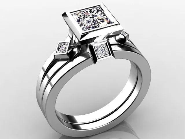 Christopher Michael Designed Bezel Set Princess Diamond Engagement Ring vendorunknown Rings