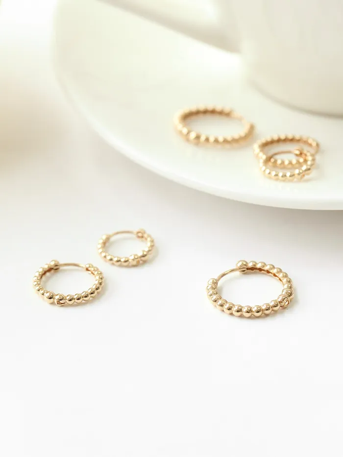 Earrings 14K Gold Bubble hoop Earring MinimalBijoux