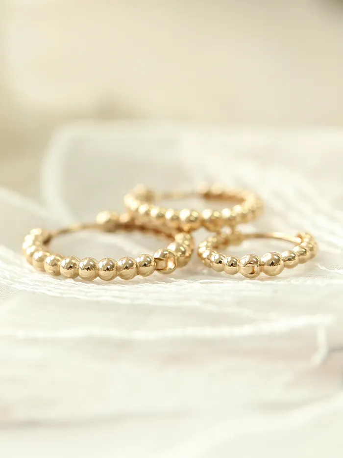 Earrings 14K Gold Bubble hoop Earring MinimalBijoux