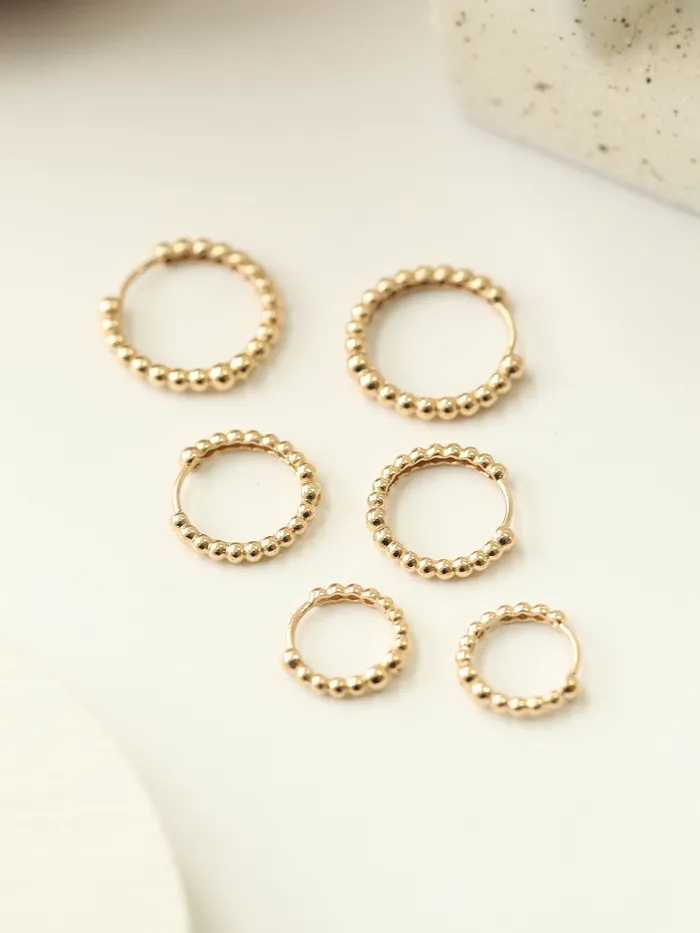 Earrings 14K Gold Bubble hoop Earring MinimalBijoux