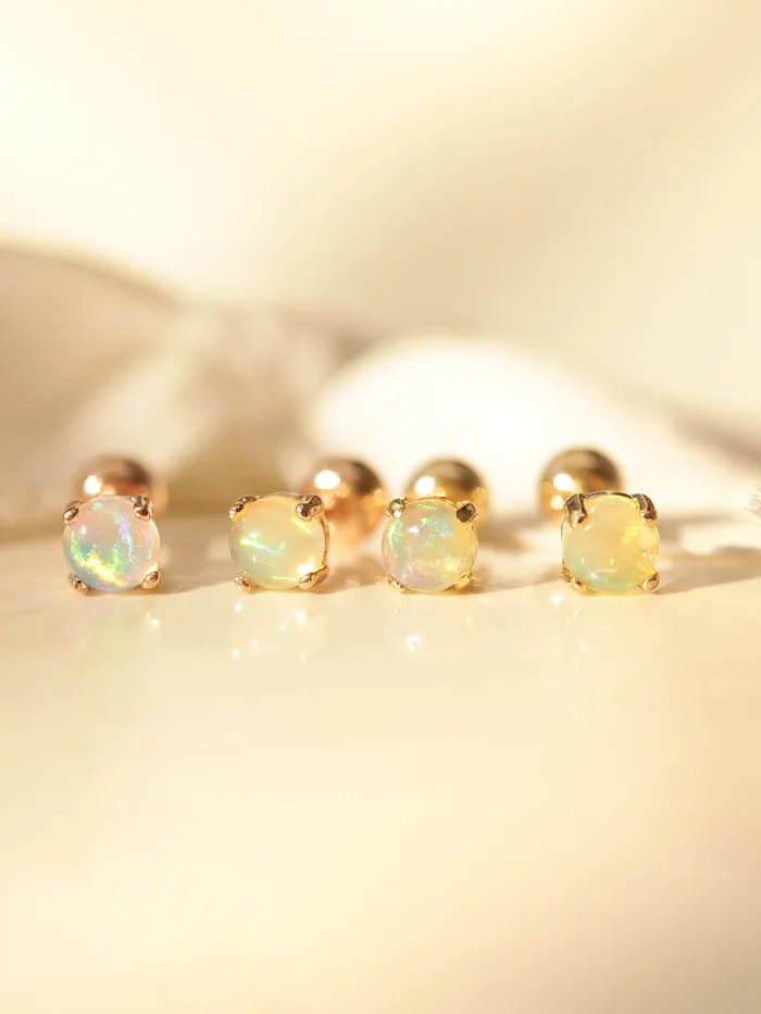 Earrings 14K Gold Natural Opal Cartilage Earring 20G MinimalBijoux