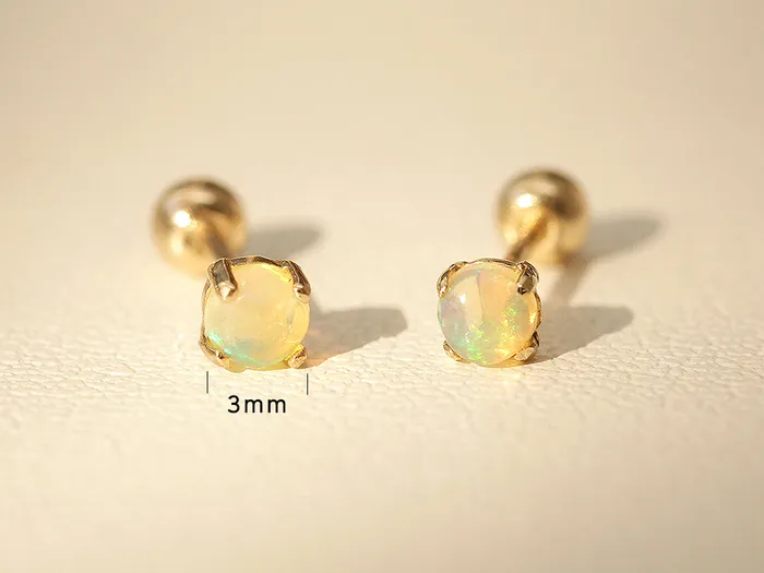 Earrings 14K Gold Natural Opal Cartilage Earring 20G MinimalBijoux