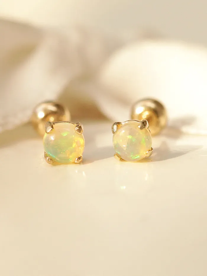 Earrings 14K Gold Natural Opal Cartilage Earring 20G MinimalBijoux