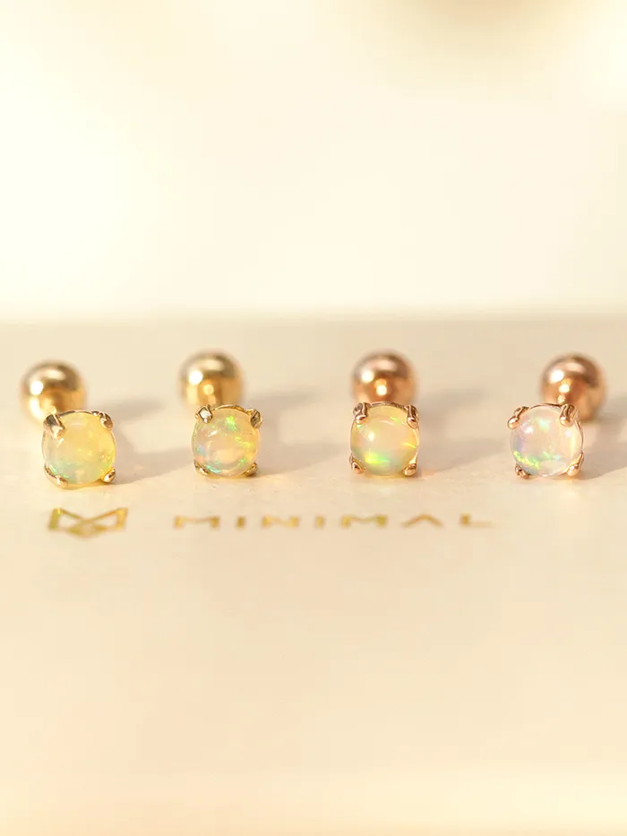 Earrings 14K Gold Natural Opal Cartilage Earring 20G MinimalBijoux