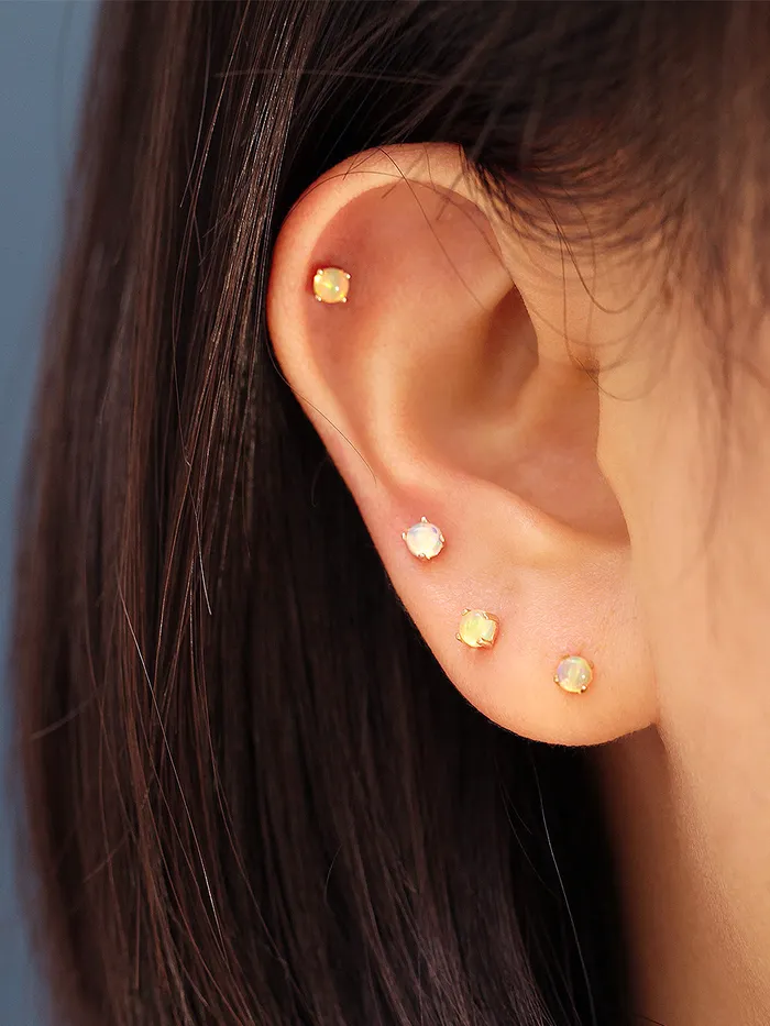 Earrings 14K Gold Natural Opal Cartilage Earring 20G MinimalBijoux
