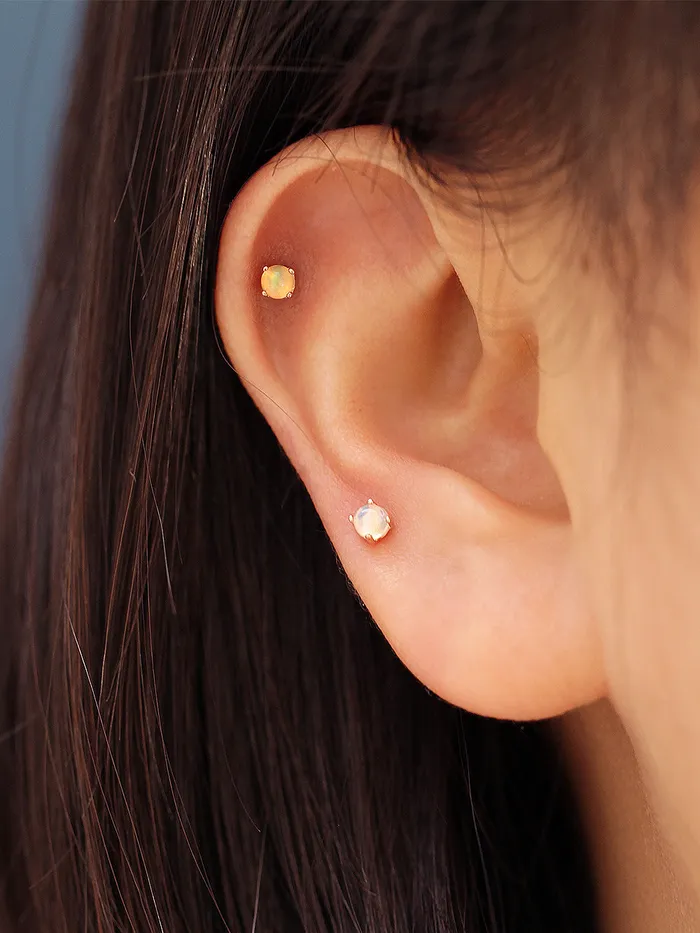 Earrings 14K Gold Natural Opal Cartilage Earring 20G MinimalBijoux