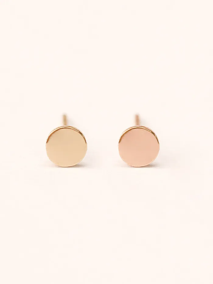 Earrings 14K Gold Simple Circle Stud Earring MinimalBijoux