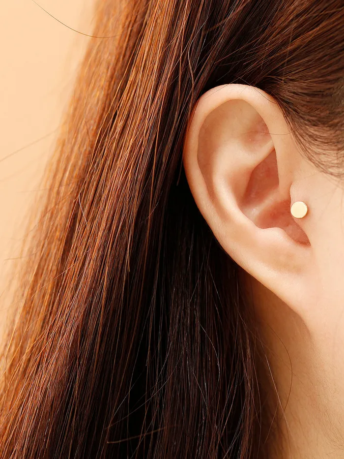 Earrings 14K Gold Simple Circle Stud Earring MinimalBijoux