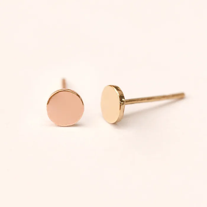 Earrings 14K Gold Simple Circle Stud Earring MinimalBijoux