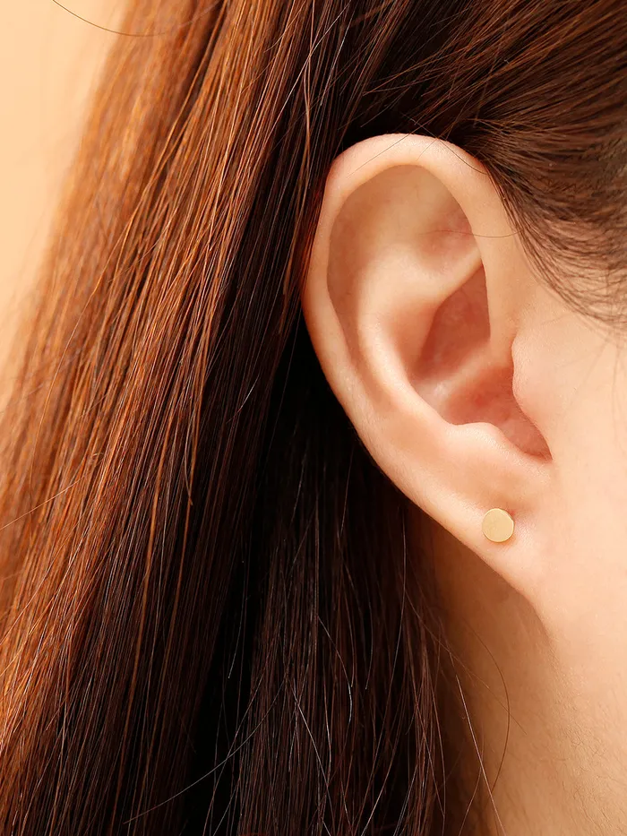 Earrings 14K Gold Simple Circle Stud Earring MinimalBijoux