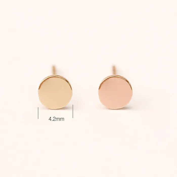 Earrings 14K Gold Simple Circle Stud Earring MinimalBijoux