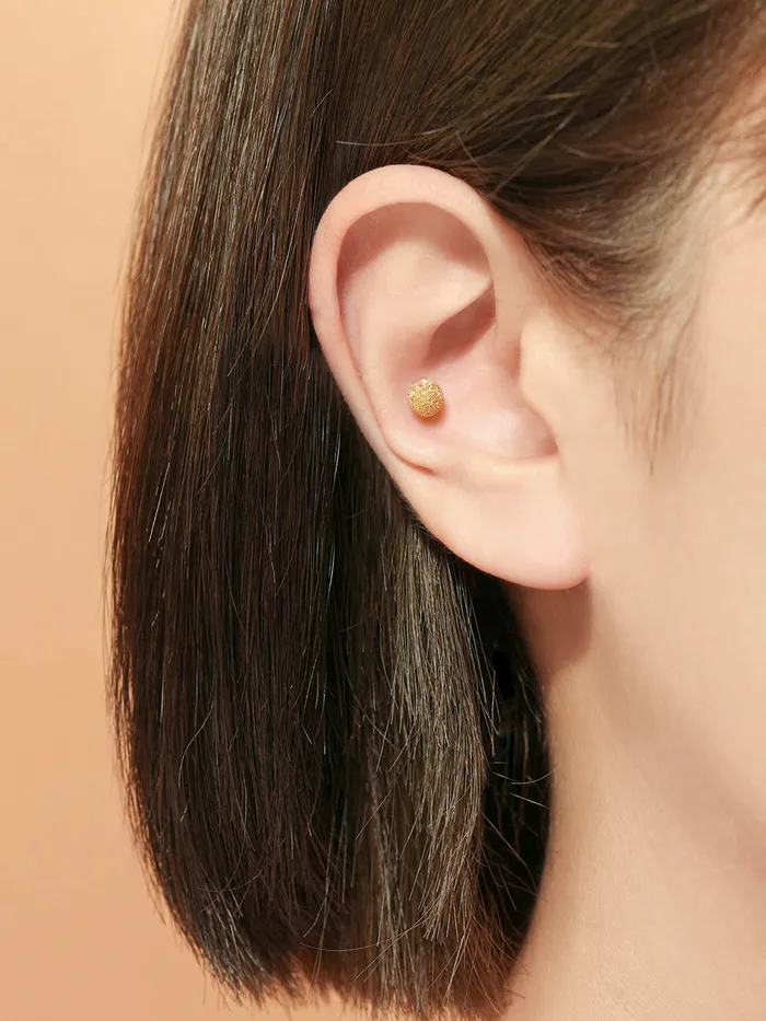 Earrings 24K Gold Textured Ball Cartilage Earring 20G MinimalBijoux
