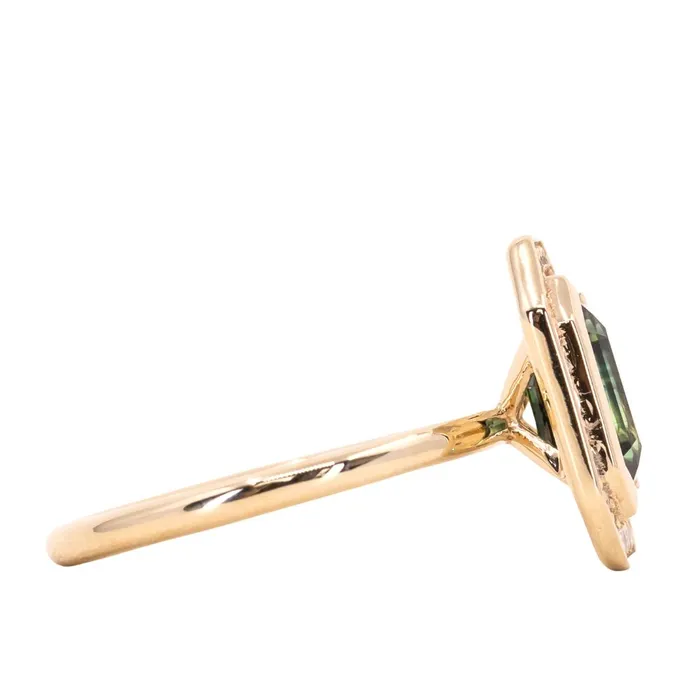 Earrings Anueva Jewelry 205ct Emerald cut Sapphire With Bezel Set Diamond Halo In 14k Yellow Gold