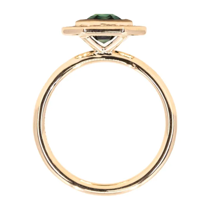 Earrings Anueva Jewelry 205ct Emerald cut Sapphire With Bezel Set Diamond Halo In 14k Yellow Gold