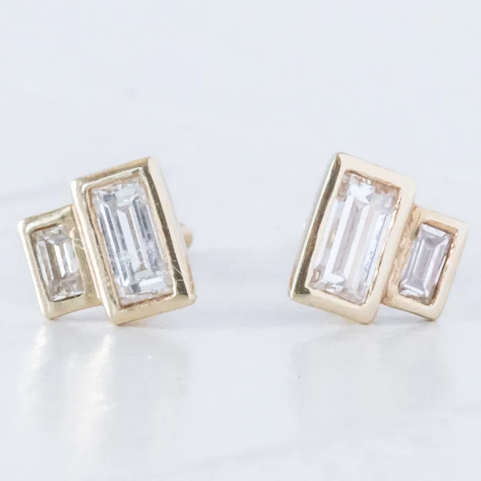 Earrings Anueva Jewelry Baguette diamond earrings 14k Recycled Gold