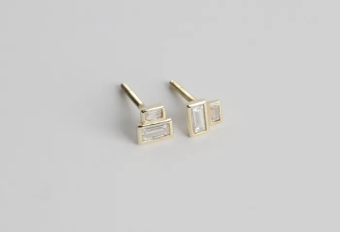 Earrings Anueva Jewelry Baguette diamond earrings 14k Recycled Gold