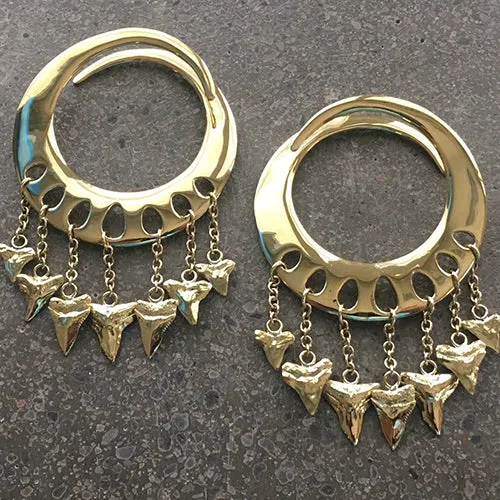 Earrings Diablo Organics Lotus Shark Teeth Ear Weights by Diablo Organics Earrings Diablo Organics Lotus Shark Teeth Ear Weights by Diablo Organics