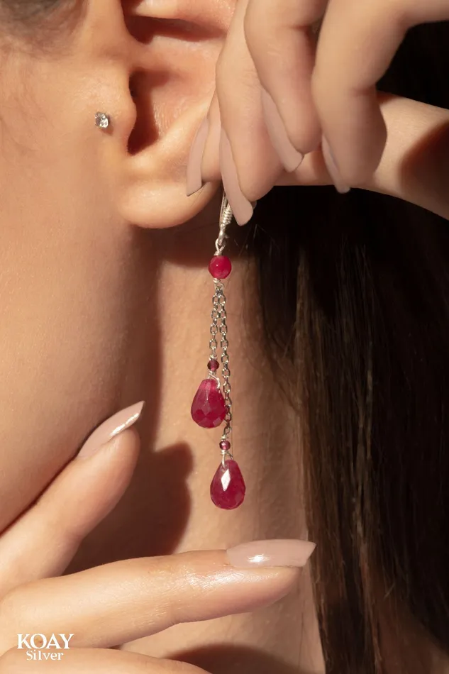 Earrings Fuchsia Stones Earring KOAY Silver Store