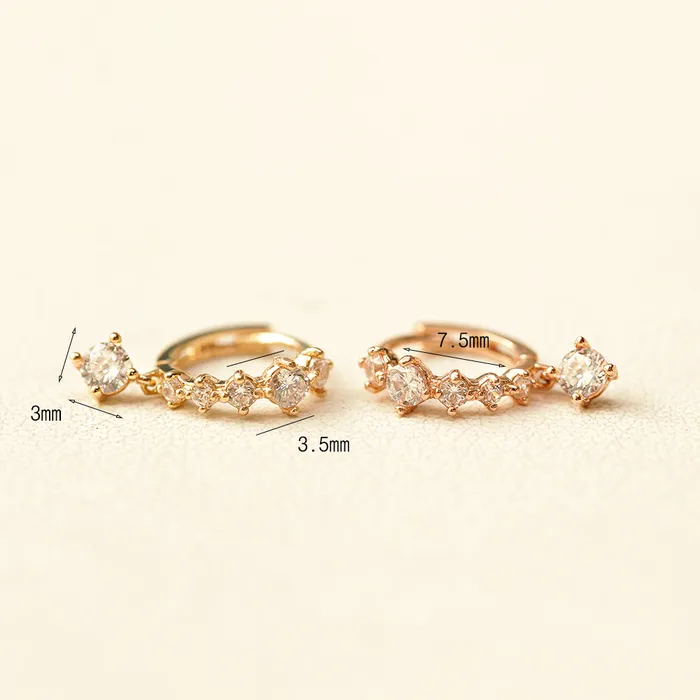 Earrings MinimalBijoux 14K GOLD BLING CUBIC DROP CARTILAGE HOOP EARRING