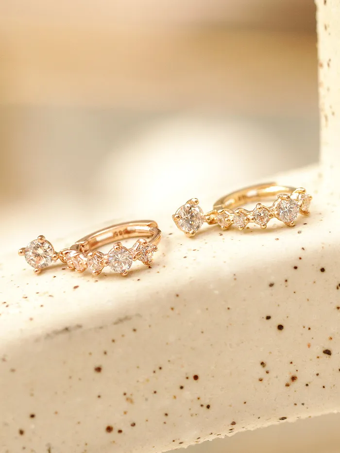 Earrings MinimalBijoux 14K GOLD BLING CUBIC DROP CARTILAGE HOOP EARRING