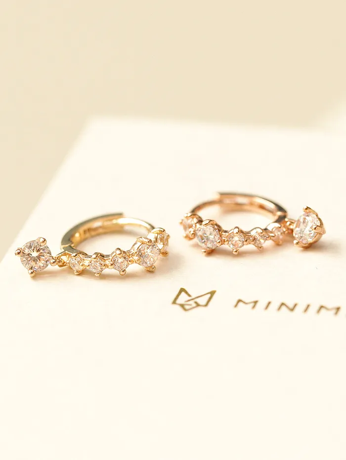 Earrings MinimalBijoux 14K GOLD BLING CUBIC DROP CARTILAGE HOOP EARRING
