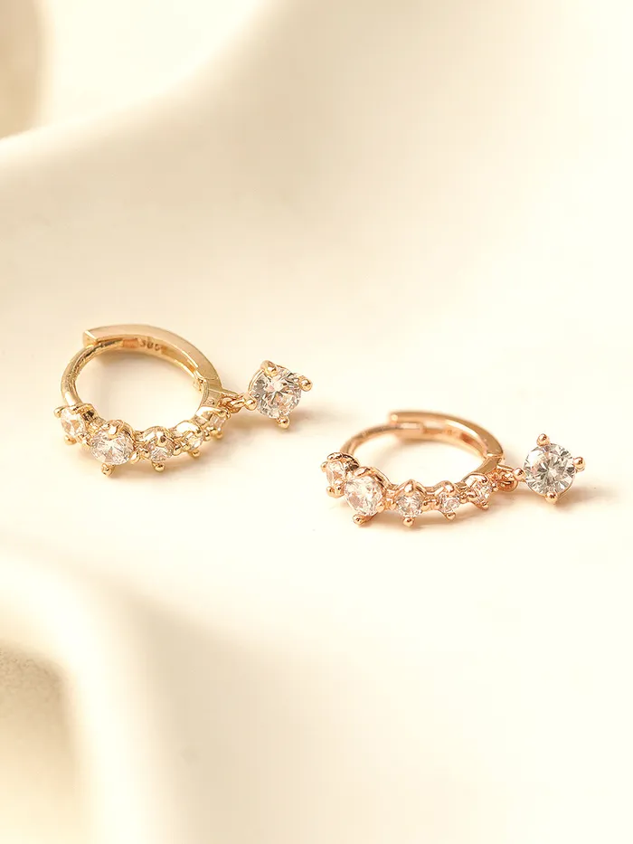 Earrings MinimalBijoux 14K GOLD BLING CUBIC DROP CARTILAGE HOOP EARRING