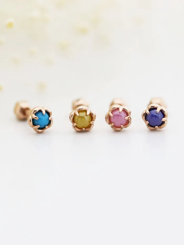 Earrings MinimalBijoux 14K Gold Candy Mini Stone Cartilage Earring 18G16G