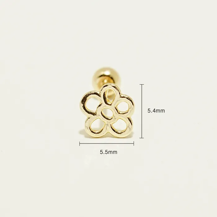Earrings MinimalBijoux 14K Gold Drawing Flower Cartilage Earring 20G