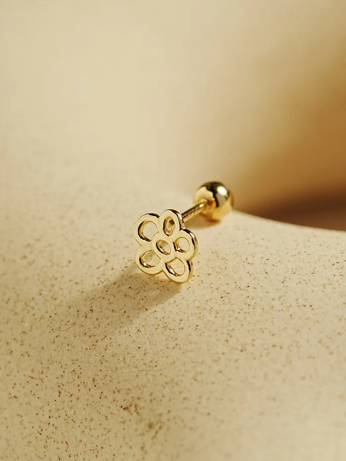 Earrings MinimalBijoux 14K Gold Drawing Flower Cartilage Earring 20G