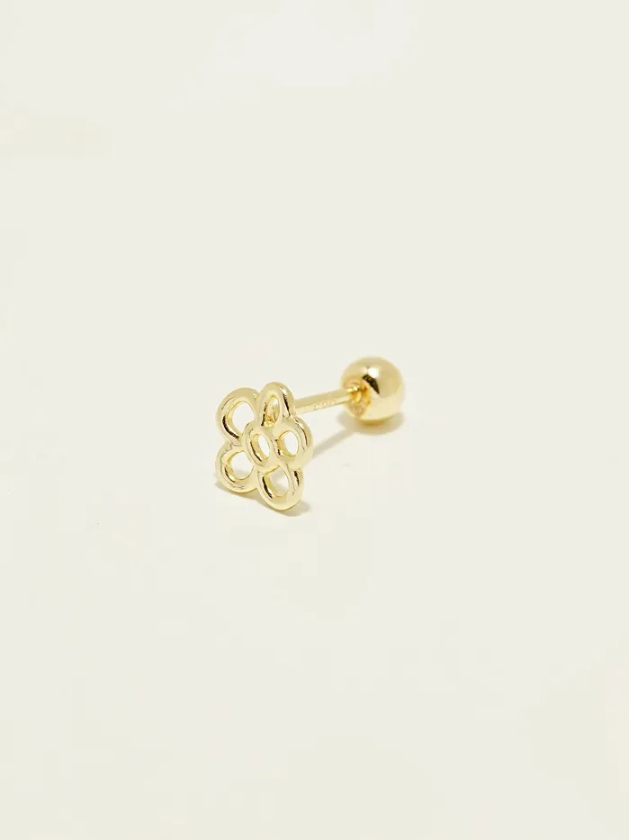 Earrings MinimalBijoux 14K Gold Drawing Flower Cartilage Earring 20G