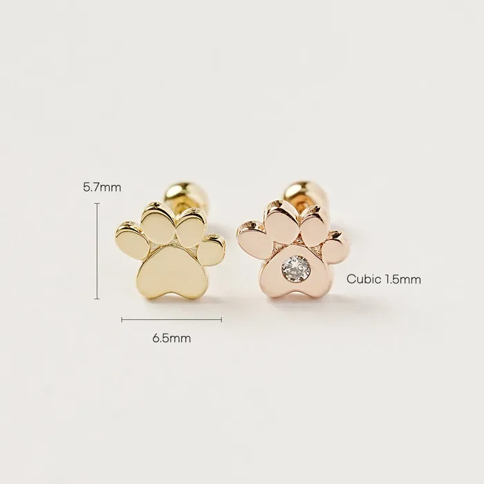 Earrings MinimalBijoux 14K Gold Jelly Paw Cartilage Earring 20G18G16G
