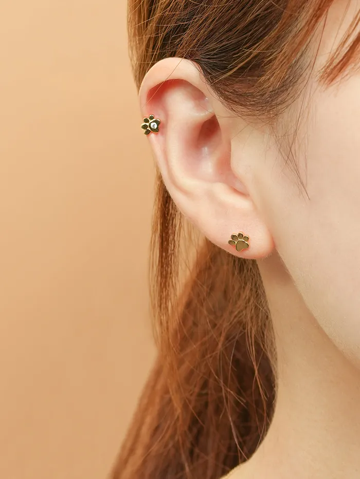 Earrings MinimalBijoux 14K Gold Jelly Paw Cartilage Earring 20G18G16G