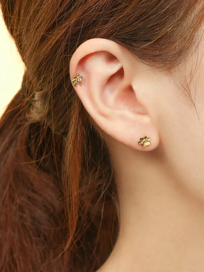 Earrings MinimalBijoux 14K Gold Jelly Paw Cartilage Earring 20G18G16G