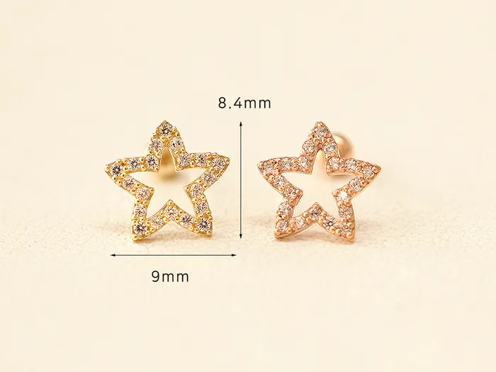 Earrings MinimalBijoux 14K gold Line Cubic Star cartilage earring 20g