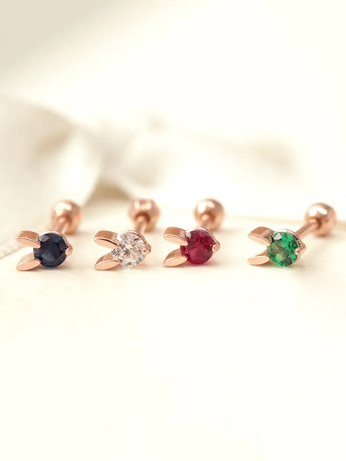 Earrings MinimalBijoux 14K Gold Mini Color Cubic Rabbit Cartilage Earring 18G16G