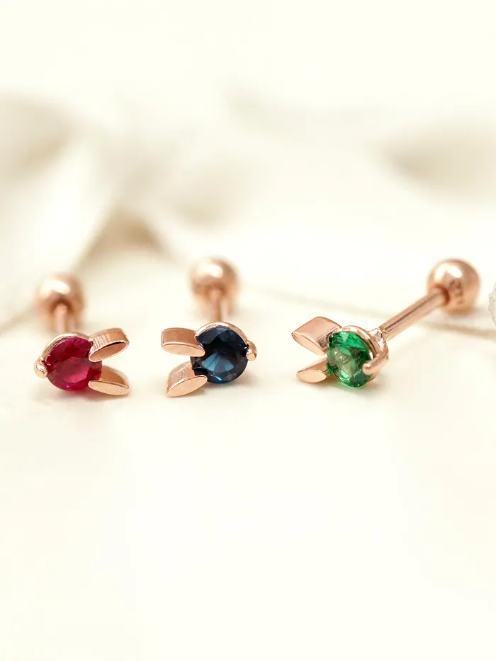 Earrings MinimalBijoux 14K Gold Mini Color Cubic Rabbit Cartilage Earring 18G16G
