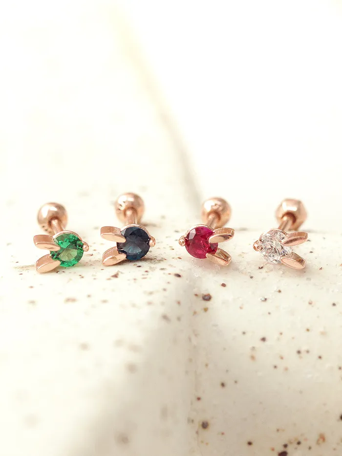 Earrings MinimalBijoux 14K Gold Mini Color Cubic Rabbit Cartilage Earring 18G16G