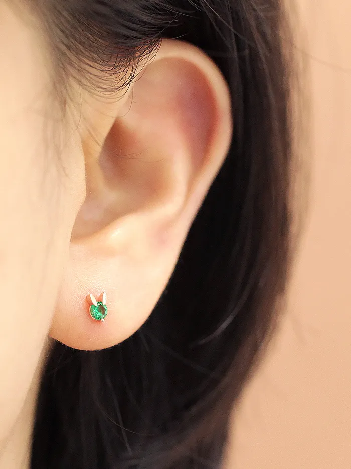 Earrings MinimalBijoux 14K Gold Mini Color Cubic Rabbit Cartilage Earring 18G16G