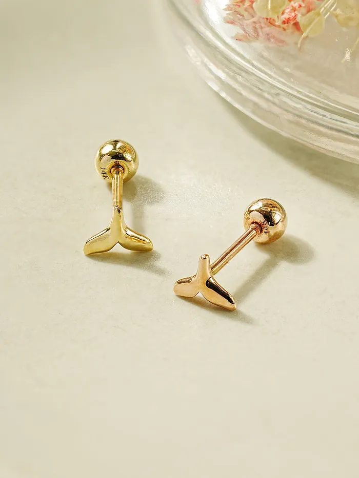 Earrings MinimalBijoux 14K Gold Mini Whale Tale Cartilage Earring 20G18G16G Earrings MinimalBijoux 14K Gold Mini Whale Tale Cartilage Earring 20G18G16G
