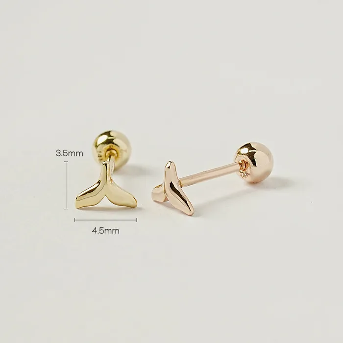 Earrings MinimalBijoux 14K Gold Mini Whale Tale Cartilage Earring 20G18G16G